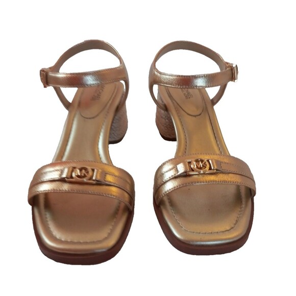 Michael Kors Women's Mandy Mid Sandals Gold Metallic 2" Heel  Size 7M - Picture 2 of 8